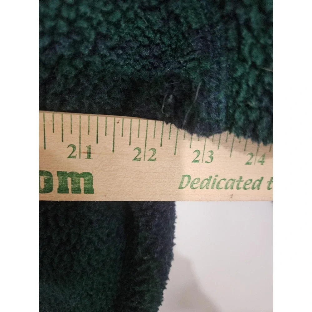 Vineyard Vines Mens Green Navy Buffalo Check Sherpa Fleece Quarter Zi Pullover L
